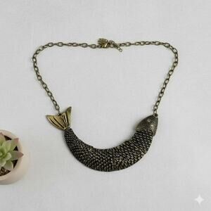Lia Sophia Gold Tone Fish Pendant Necklace 22" Statement Jewelry